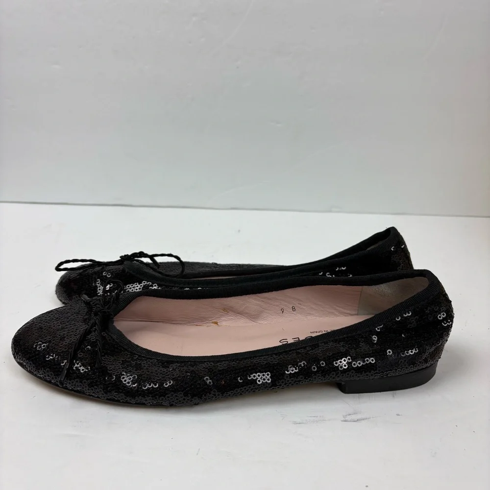 Paul Mayer Attitudes Bingo Black Sequin Baller Flats Shoes Women’s size 9 Spain